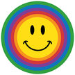 Circle rainbow smiley face sad blue